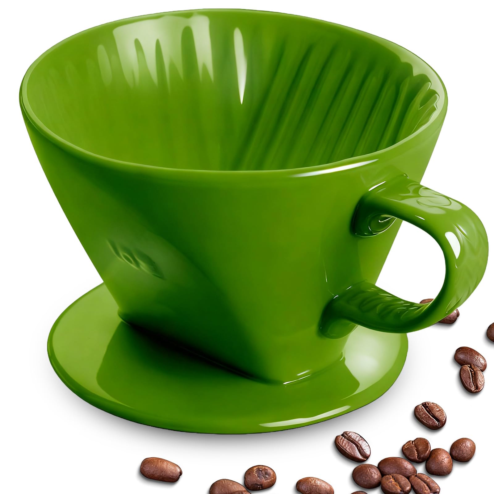 hailanbao Handmade Pour Over Ceramic Coffee Dripper - Authentic Brewing Experience for Camping, Office, and Home (Dark green)