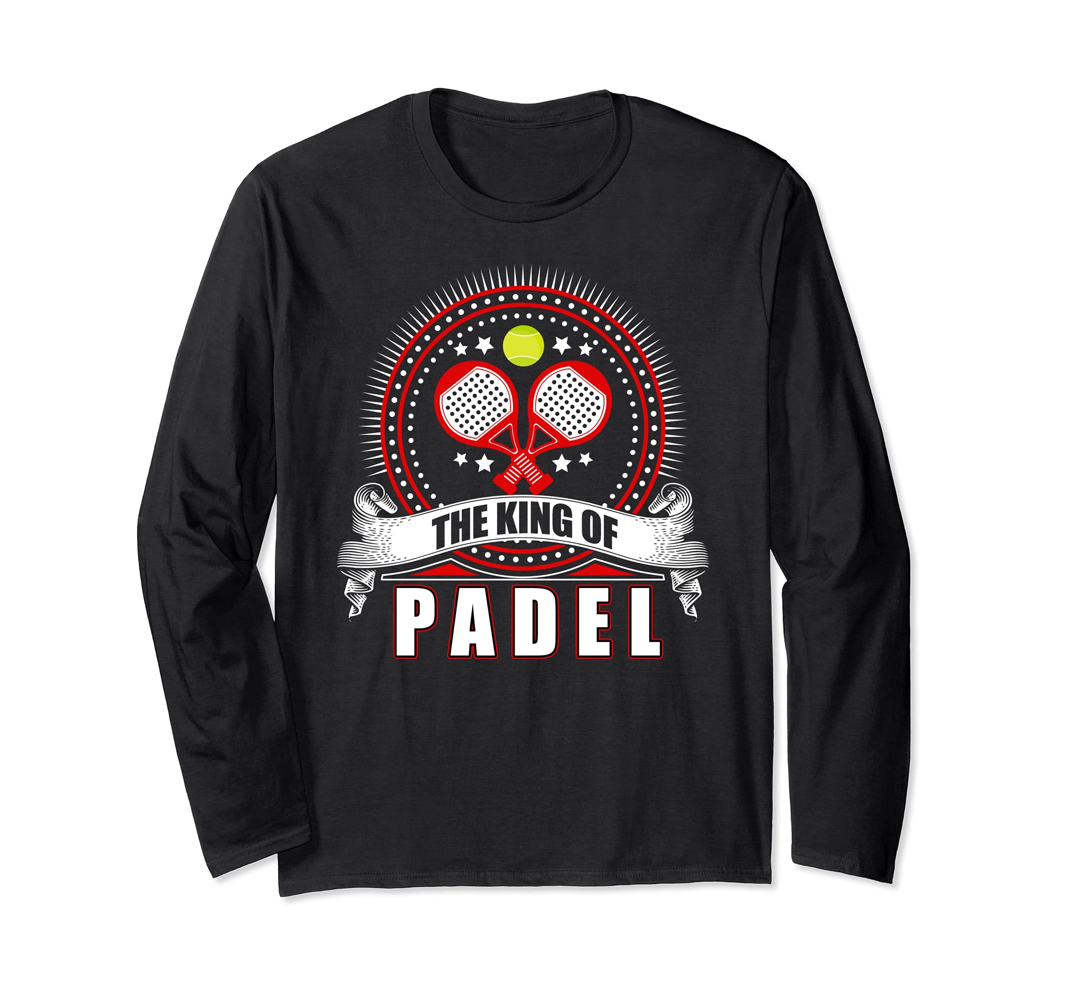 King of Padel Tennis with rackets and ball sport and hobby Long Sleeve T-Shirt