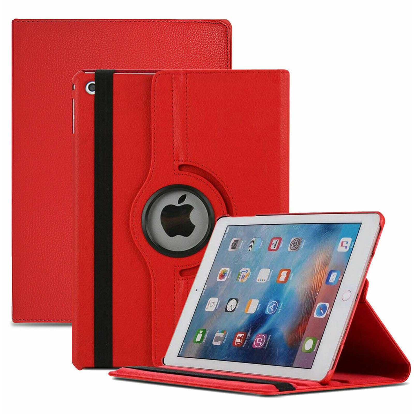 For Apple iPad 9.7 2017 5th Gen A1822 A1823 360 Degree Swivel Stand Smart Protective Cover(Red)