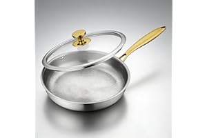 Titanium Pans for Cooking, 13 Inch Titanium Frying Pan with Lid, No Coating Non-Stick Titaniums Cookware, Induction & Oven-Sa