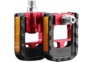 Himiway Folding Bike Pedals with Reflective Strips, Aluminum Alloy Bicycle Foldable Pedals, 9/16 inch Non-Slip Wide Platform Cycling Pedals for Folding, BMX, MTB, Road Bike