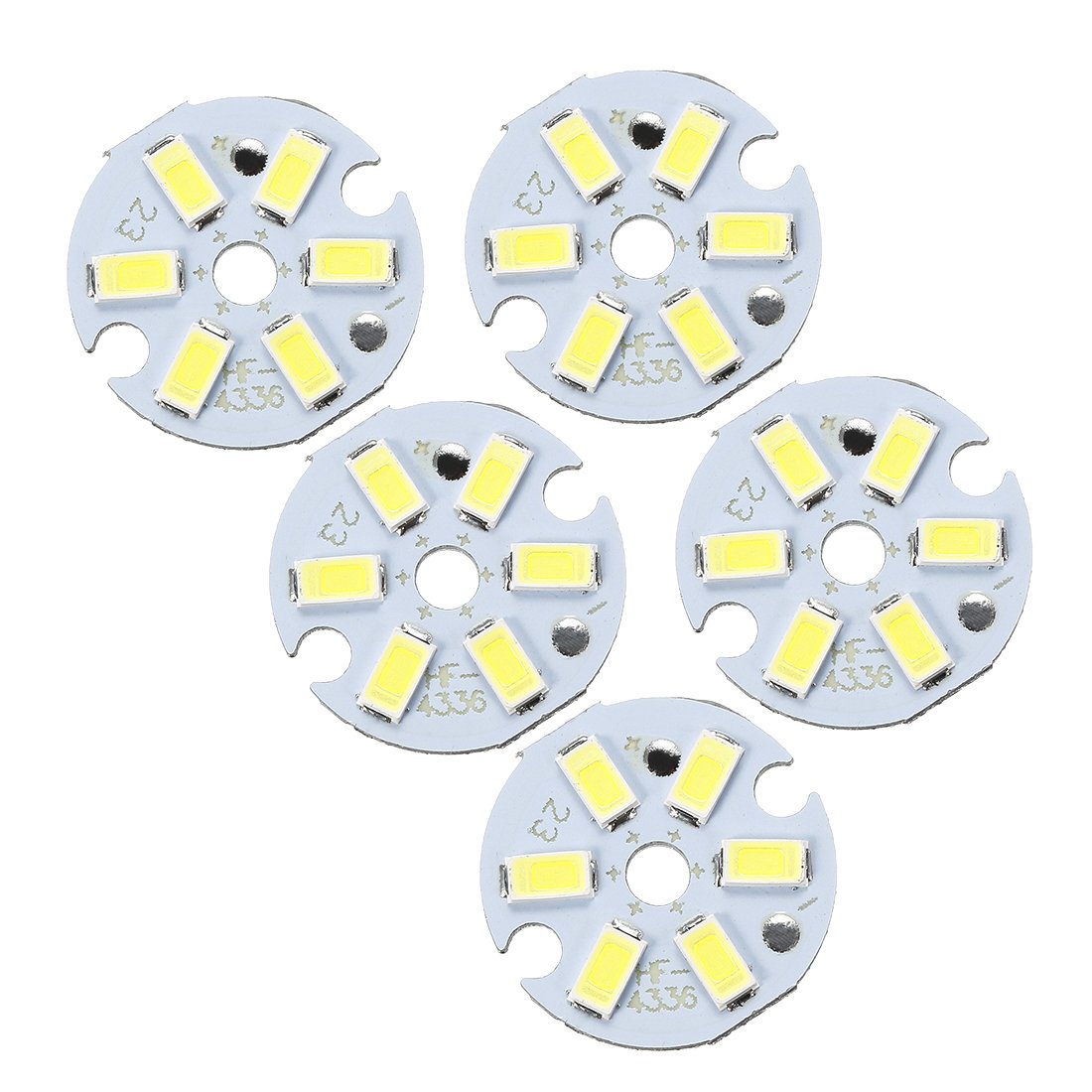 sourcing map 300mA 3W 6 LEDs 5730 Surface Mounted Devices LED Chip Module Aluminum Board Pure White Super Bright 22mm Dia 5pcs