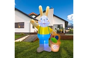 Cubetoou 7FT Easter Inflatable Decorations, Easter Bunny Rabbit Decorations Outdoor Blow Up, Easter Lighted Decor for Indoor Outdoor Party Yard Garden Lawn
