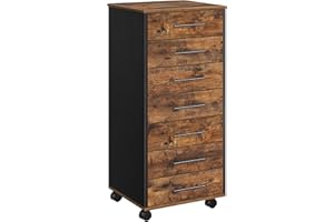 HOOBRO 7-Drawer File Cabinet, Wooden Office Cabinet with Drawers, Mobile Storage Filing Drawer for Home Office, Study, Easy Assembly, Rustic Brown and Black BF07WJ01