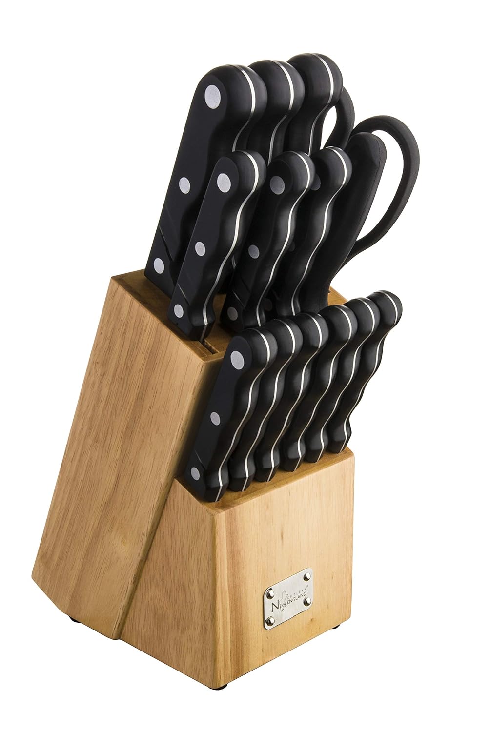 New England Cutlery 15-Pieces Premium Carbon Stainless Steel Knife Block Set