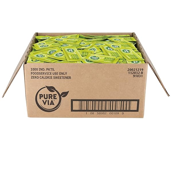PURE VIA STEVIA SWEETENER PACKETS, SUGAR SUBSTITUTE, NATURAL...