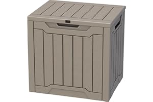 YITAHOME 30 Gallon Deck Box Outdoor Storage Box, Waterproof Resin Package Delivery and Storage Box with Lockable Lid for Patio Furniture Cushions, Pool Accessories, Garden Tools, Brown