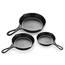 Simple Chef Cast Iron Skillet 3-Piece Set - Best Heavy-Duty Professional Restaurant Chef Quality Pre-Seasoned Pan Cookware Set - 10", 8", 6" Pans - Great For Frying, Saute, Cooking, Pizza & More,Black