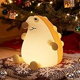 Night Light for Kids, 7 Color Changing Hedgehog Silicone Night Light with Timer, 3 Levels Dimmable Lamp, LED Rechargeable Bedside Nursery Lamp, Cute Animal Nightlight for Toddler Boys Girls (Hedgehog)