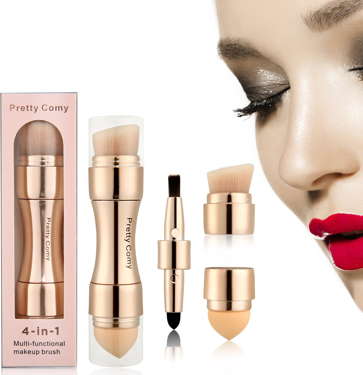 4 in 1 Makeup Brush Set, ColorfulLaVie Eyeshadow Eye Lip Face Concealing Blush Foundation Brush (4 IN 1)
