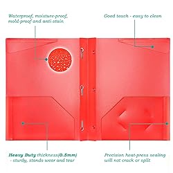 WOT I Heavy Duty Plastic Folders with Pockets and