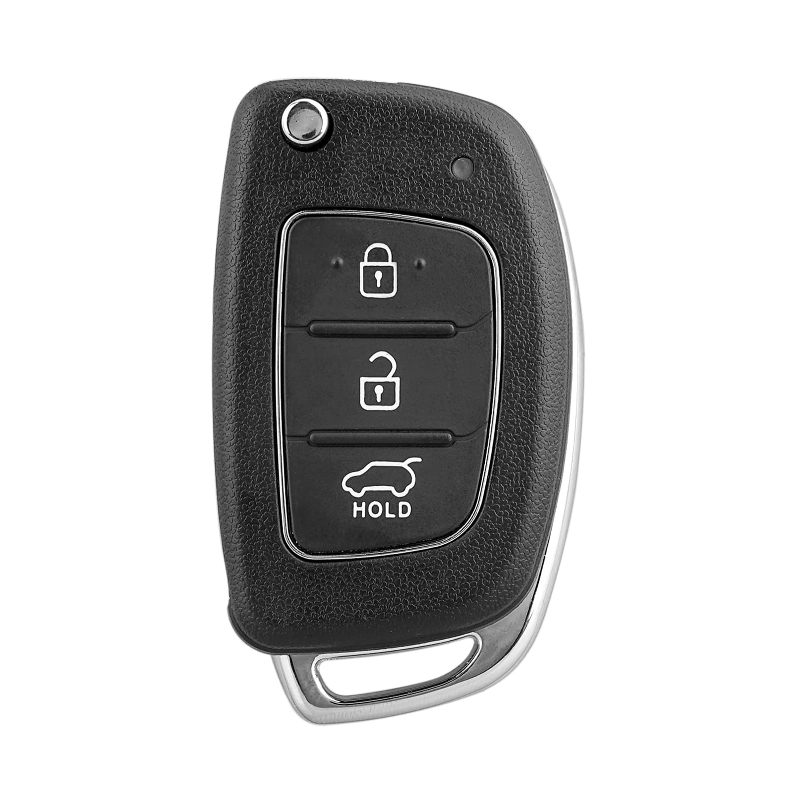 Unifizz 3 Buttons Black Flip Folding Uncut Key Shell Remote Control Fob Clicker Case Replacement for Hyundai- Santa Fe 2013 2015