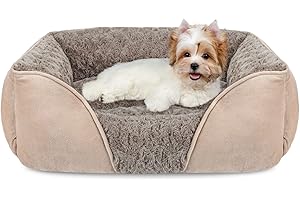 INVENHO Small Dog Bed for Large Medium Small Dogs Rectangle Washable Dog Bed, Orthopedic Dog Bed, Soft Calming Sleeping Puppy Bed Durable Pet Cuddler with Anti-Slip Bottom S(20"x19"x6")