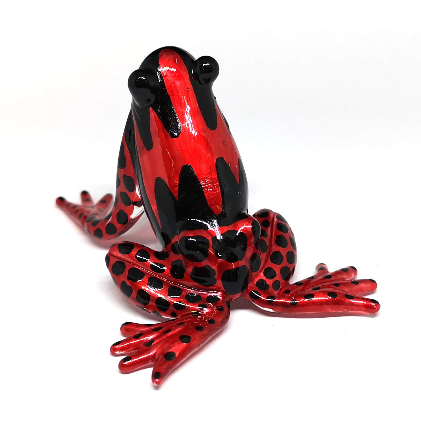 ZOOCRAFT Glass Frog Figurine Red Poison Dart Animals Hand Blown Painted Collectible Gardening Gift Decoration for Home Statue, 2.0 x 2.75 x 1.69 inches
