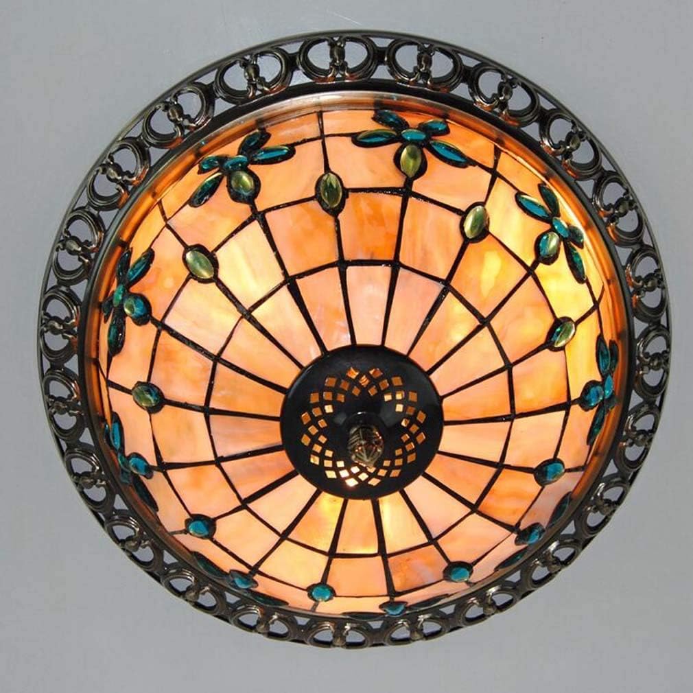 Tiffany Style Flush Mount Ceiling Light Fixture 12 Inches Dark
