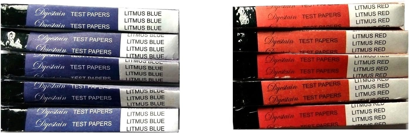 Parijata Acid/Base Indicator Strips, Litmus Paper, Red, Blue, 100 Red + 100 Blue Strips