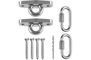 Dakzhou Of2 Heavy Swing Hangers Stainless Steel 304 Rust-Proof Playground Porch Yoga seat Hanger Swing Hammock Chair Suspension kit Indoor and Outdoor 2000 pounds Capacity 2 carabiners