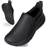 ZOVE Wide Toe Box Shoes Women Wide Width Waterproof Leather Hands Free Nursing Sneakers Ultra Light Extra Wide Walking Sneakers Non-Slip Chef Diabetes Nurse Work Shoes