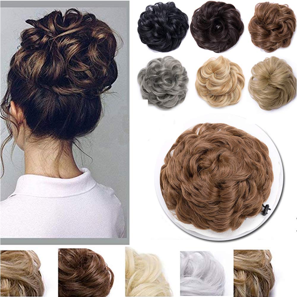 Hair Bun Curly Messy Updo Scrunchie Hair Extensions Synthetic