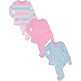 Just Pajamas Girls’ Pajama Sets Multipack Snug Fit Soft Long Sleeve Pajama Tops & Sleepwear Pants