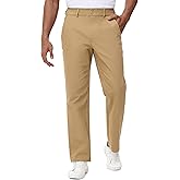JWM Mens Casual Chinos Pants Straight Fit - Cotton Twill Khaki Pant Comfy Stretch Travel Golf Trousers with Zipper Pocket