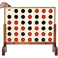 Play Platoon Giant Connect Game Outdoor, 4 in a Row with Coins, Case and Rules - Extra Large Yard Games for Adults and Family - Stained Wood