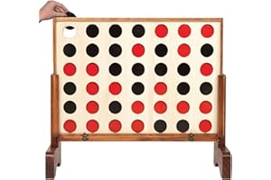 Play Platoon Giant 4 in a Row Game Outdoor, 4 in a Row with Coins, Case and Rules - Extra Large Yard Games for Adults and Family - Stained Wood