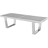 Leisuremod Mid-Century George Nelson Style Platform Bench - 4 Feet (Stainless Steel)