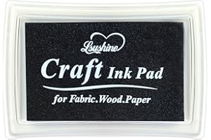 LSUSHINE Craft Ink Pad for Rubber Stamps, Paper, Wooden, Fabric, Scrapbooking, Non-Toxic Finger Ink Pads for Kids (Black)