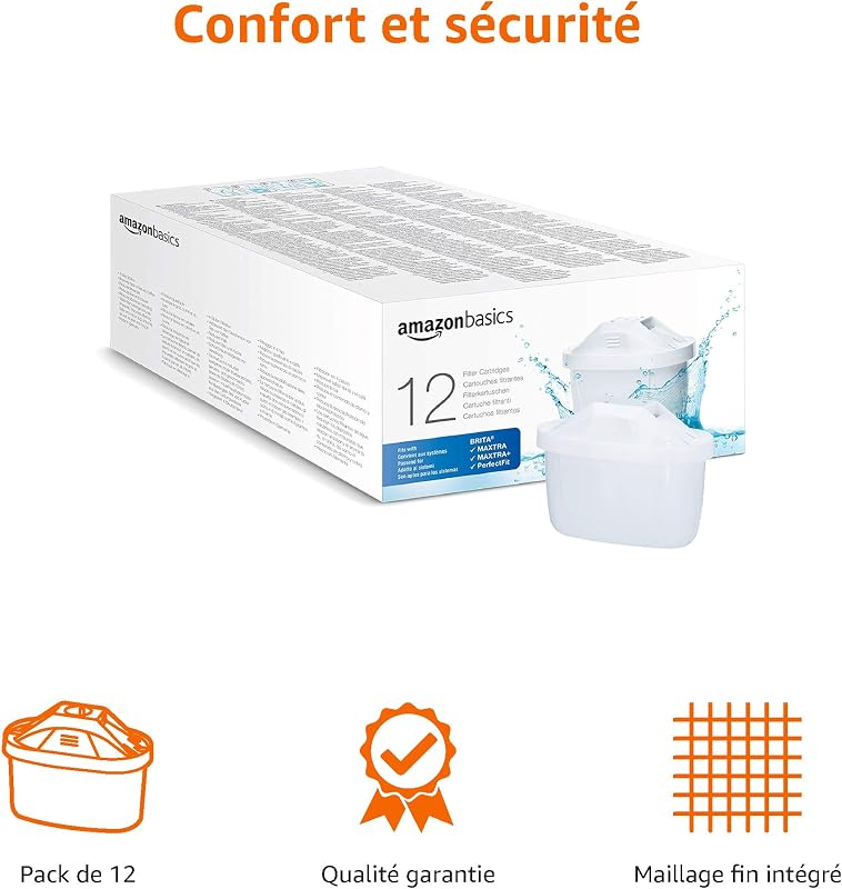 Pack de 12 Cartouches filtrantes, compatibles avec Toutes Les carafes filtrantes Actuelles BRITA