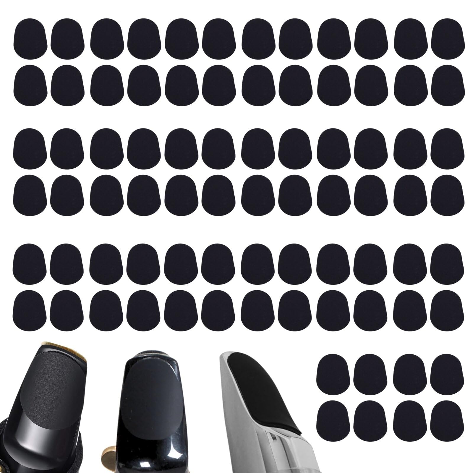KEYRI 80 Pcs Mouthpiece Cushion 0.5 mm Mouthpiece Patches Saxophone Accessory Mouthpieces Black Cushions for Alto and Tenor Saxophone and Clarinet