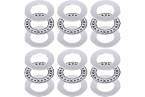 Isslly 6 Sets AXK2035 Thrust Needle Roller Bearings with AS Washers, OD 35mm, ID 20mm, Thickness 4mm, Reliable Steel Thrust Bearings for Mowers, Lawnmower Spindles, Lawn Tractor