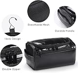 Etercycle Leather Toiletry Bag Hanging Wash Bag Waterproof Jet Black view 4