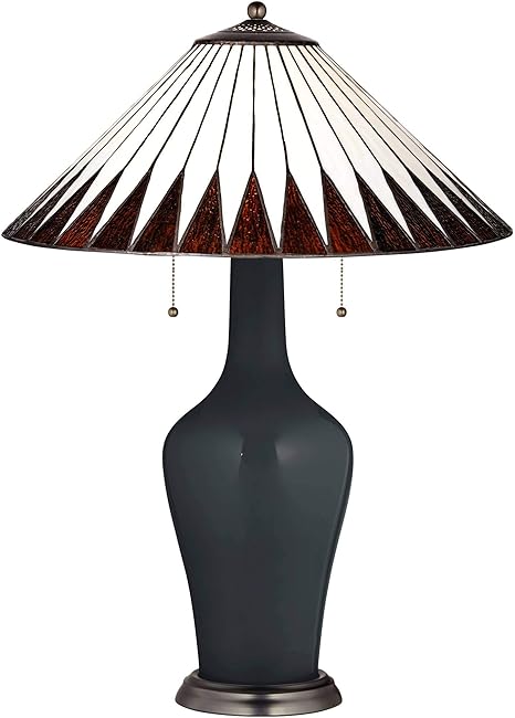 black feather table lamp