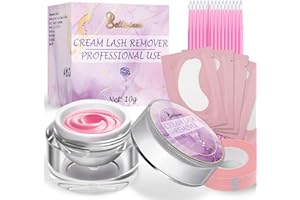 Bellisinno Eyelash Remover for Extensions 10g, Eyelash Extension Remover Rose Scent, Lash Remover for Lash Extensions with Eye Pads, Non-Irritating, No Residual Fast Remover Kit