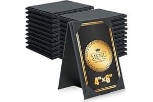 FLKQC 20 Pack Double-Sided Menu Holders 4"x 6", PU Leatherette A-Frame Table Tents for Restaurant, Bar, Cafe, Wedding, Durable and Foldable Design (20 Pack, 4" x 6")