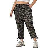 Agnes Orinda Women's Plus Size Drawstring Elastic Waist Cargo Pants with Pocket