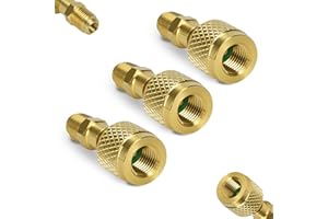 DRAKO-MYXX 3Pcs A2L R-32 R-454B Adapter, 1/4" Left-Hand Female to 1/4" Right-Hand Male Flare Fittings, for R-32/R-454B A2L Refrigerant LH Tanks and RH Service Hose, Brass HVAC Charging Adapter (Straight × 3)