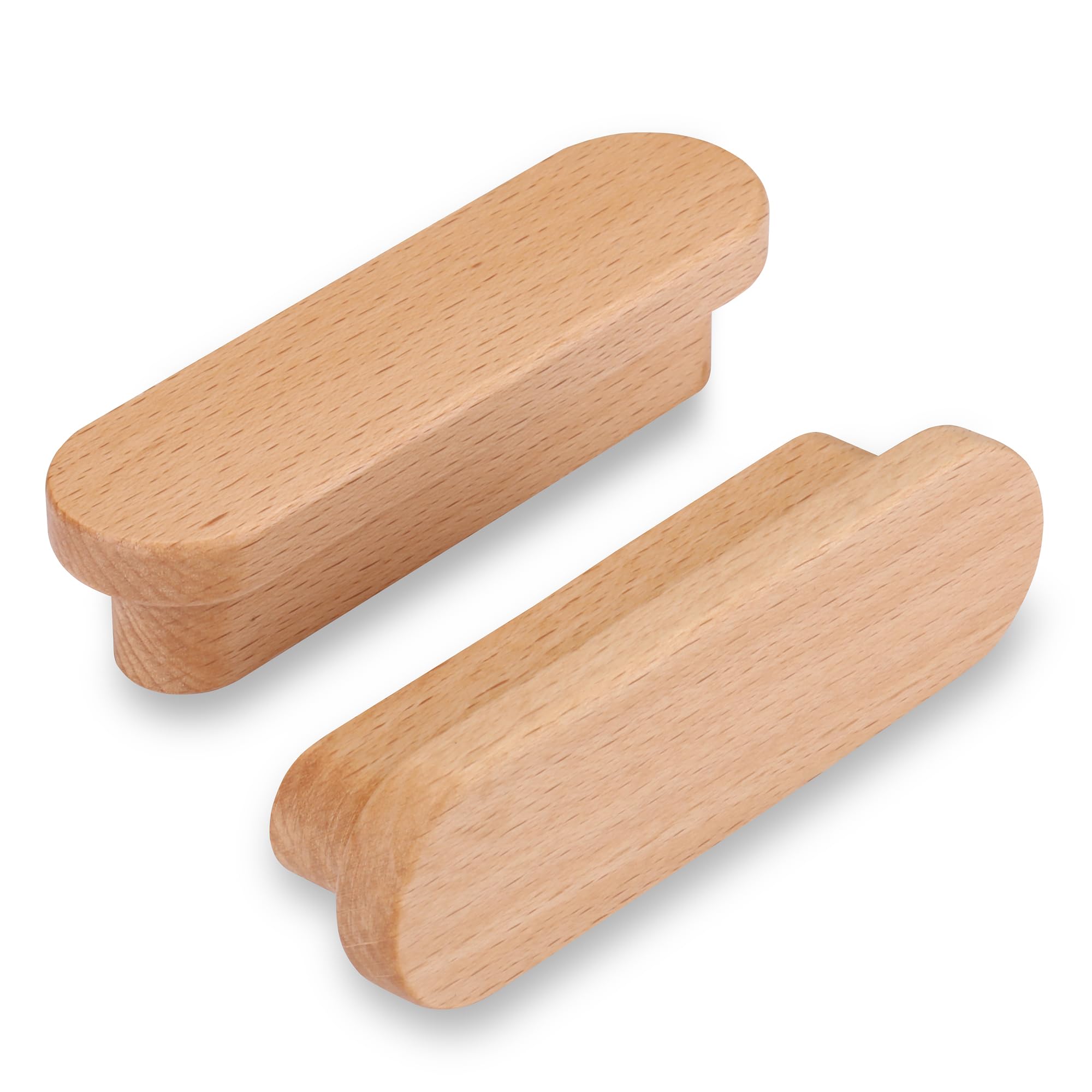 SYZOW 6 Pack Wooden Cabinet Handles 96mm Hole Centers Wooden Drawer Pull Kitchen Cupboard Handles