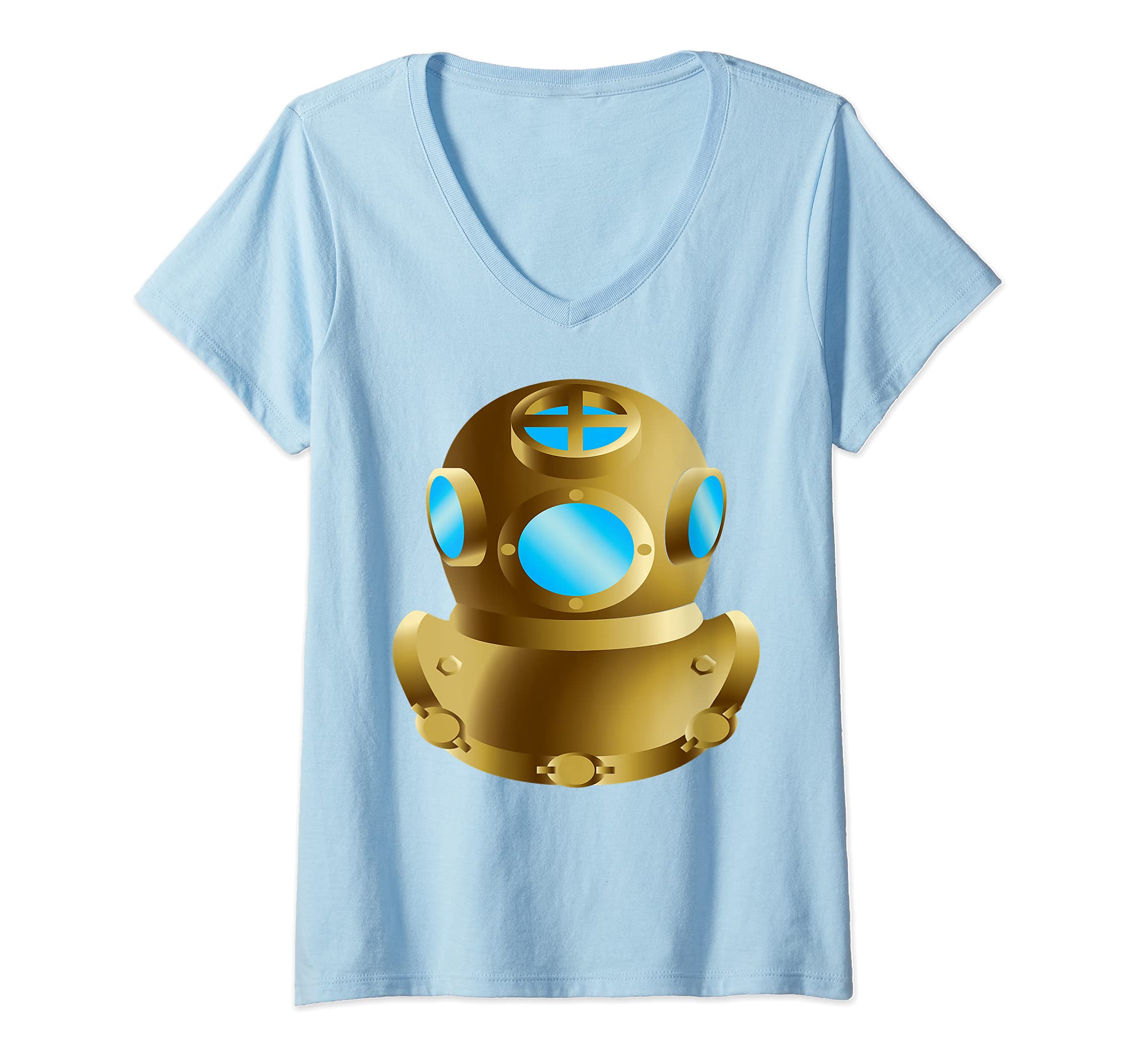 Womens Diving Helmet V-Neck T-Shirt