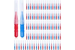 ewinever 100 Pieces Braces Brush for Cleaner, Toothpick Dental Tooth Flossing Head Oral Dental Hygiene Flosser Tooth Cleaning Tool (Red+Blue)
