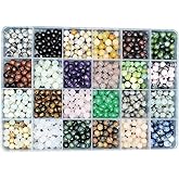 720pcs 6mm Natural Round Stone Beads Gemstone Beading Hole Size 1mm Crystal Energy Stone Healing for Bracelet Necklace Earrings Jewelry Making(24 Colors-1,6mm)