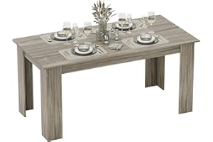 HOMCOM 63" Dining Table for 4-6 People, Modern Rectangular Kitchen Table with Wood Effect for Dining Room, Living Room, Grey