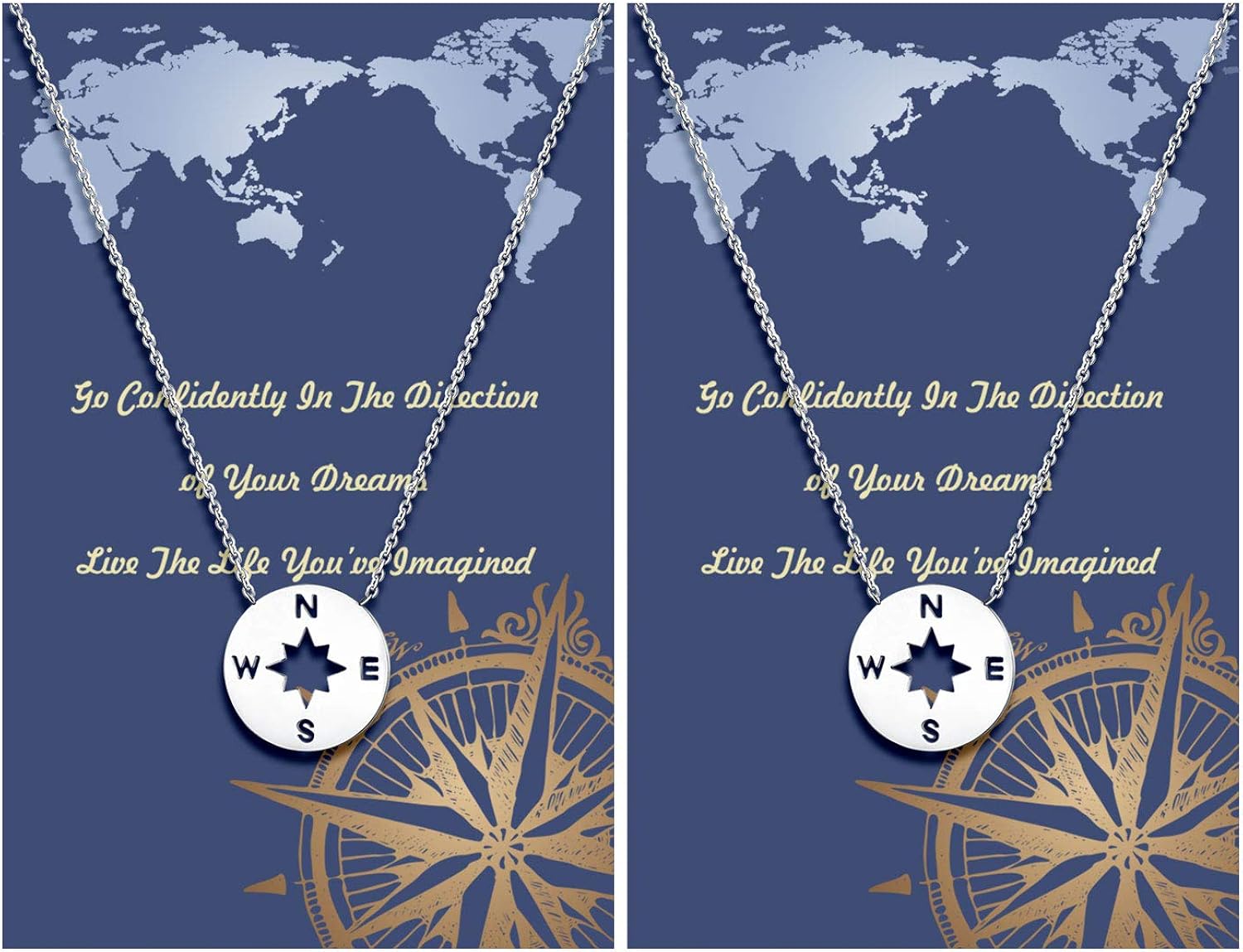 Seyaa Compass Friendship Necklace Long Distance Birthday Graduation