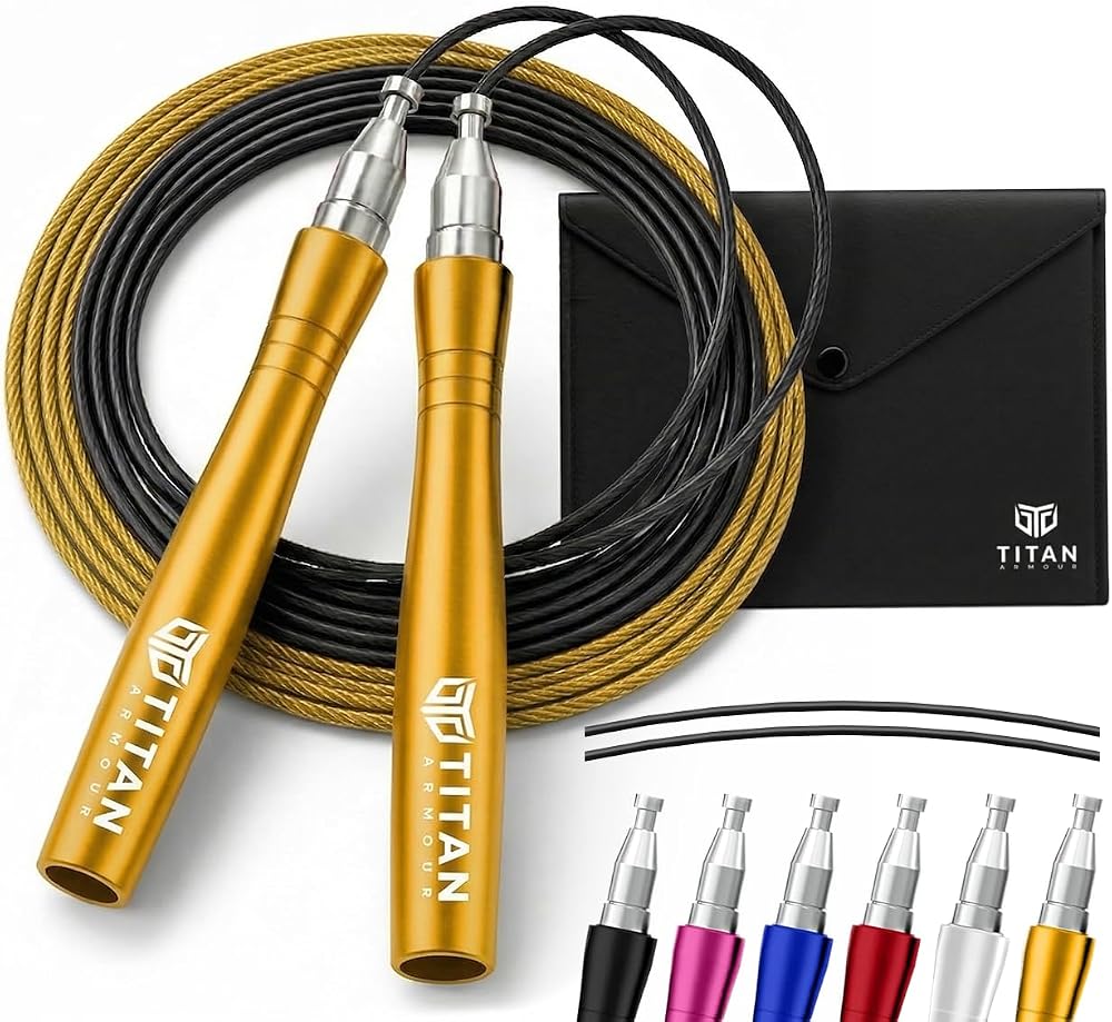 Titan Armour Premium Self-Locking Jump Rope 2 x Steel Ropes UK Brand