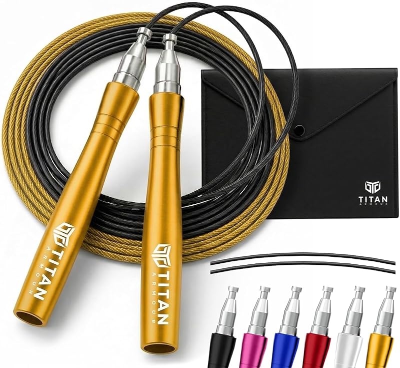 Titan Armour Premium Self-Locking Jump Rope 2 x Steel Ropes UK Brand