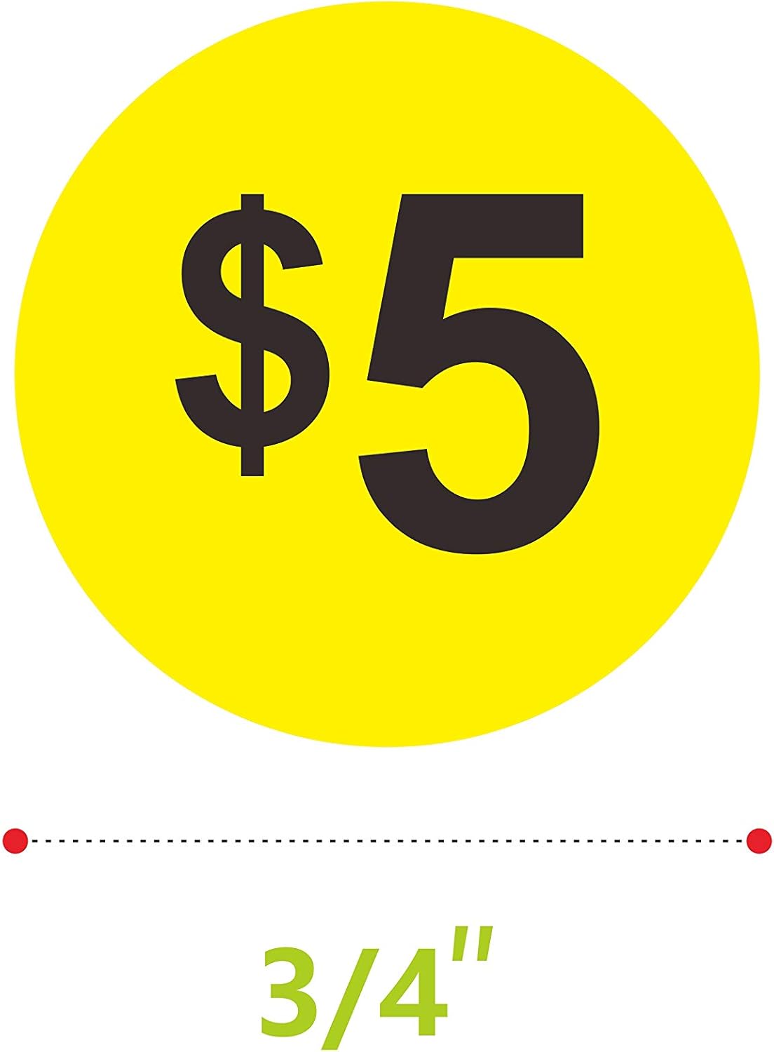 3840 PCs Garage Sale Flea Market Pre-Priced Pricing Stickers in Bright Colors (Yellow/Red/Green/Cyan), 3/4” in Diameter : Office Products