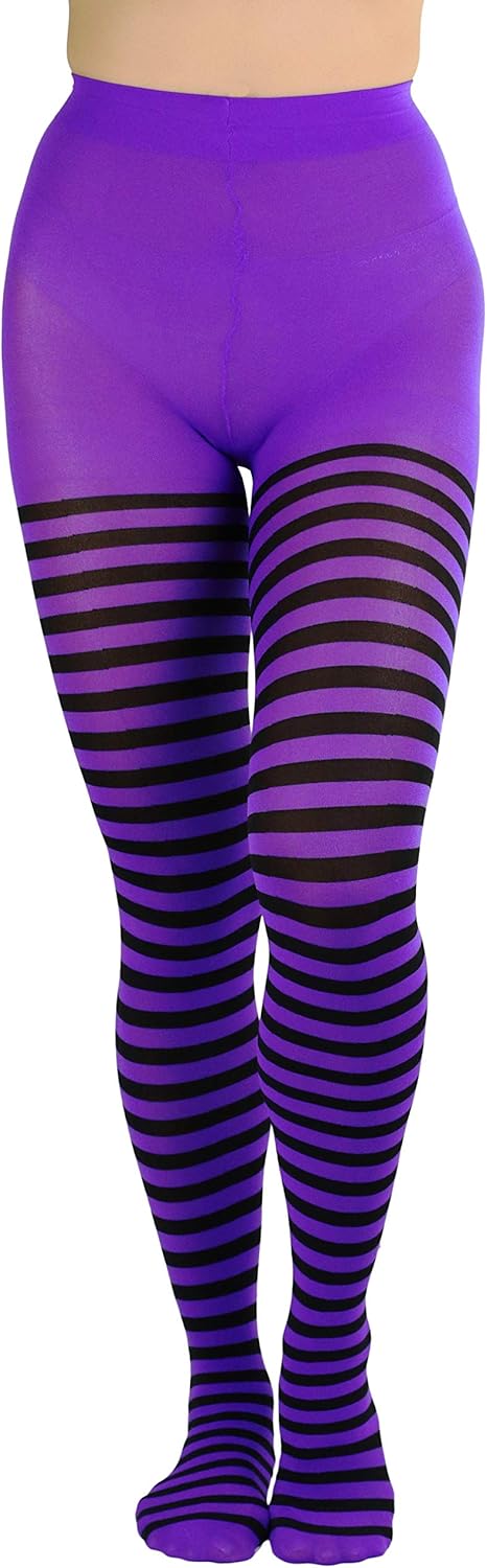 ToBeInStyle Women's Nylon Horizontal Striped Tights at  Women’s Clothing store