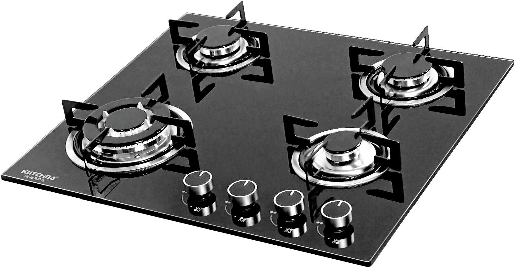 Kutchina Hb 4B Eco Bl 60, 4 Burners Hobs, Black, with Tempered Glass