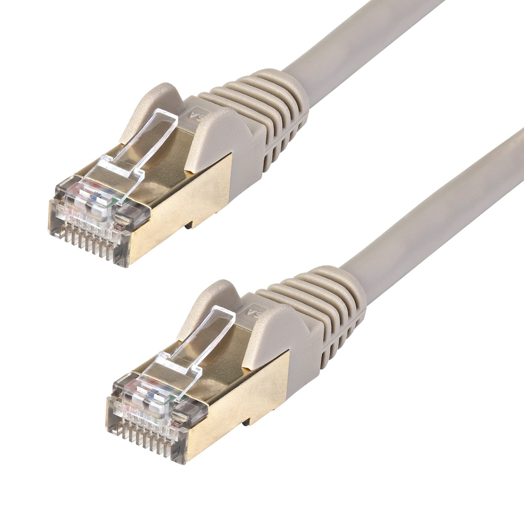 StarTech 5m CAT6a Ethernet Cable - 10 Gigabit Shielded Snagless RJ45 100W PoE Patch Cord - 10GbE STP Network Cable with Strain Relief - Grey - UL, TIA (6ASPAT5MGR)